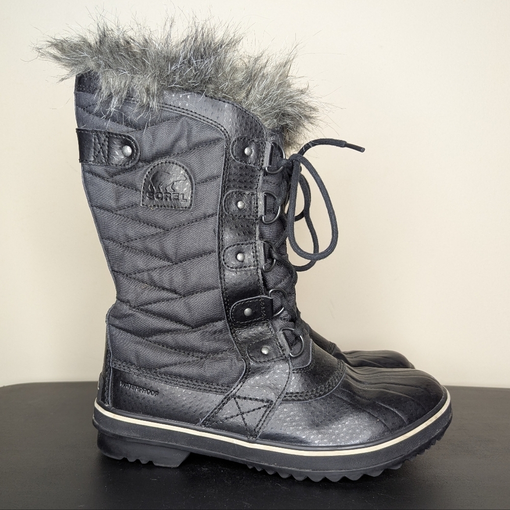 Sorel Women’s Tofino II Waterproof Faux Fur Trim Winter Boots Black Size 9